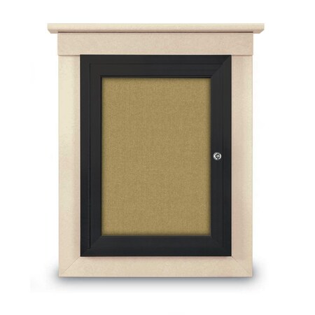 United Visual Products 42"x32" 2-Door Enclosed Letterboard, Green Felt/Walnut UV26235O-WALNUT-GREEN